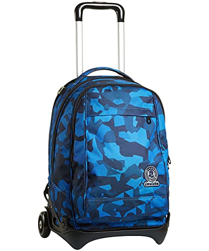 INVICTA S.P.A. Trolley New Tech Camo Squared, Azul, 3 en 1, Mochila extraíble, Viaje y Escuela