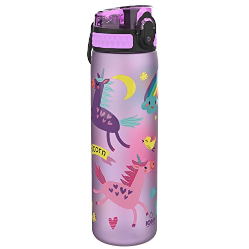 Ion8 Botella Agua, Sin Fugas, Sin BPA, Unicornios, 600 ml