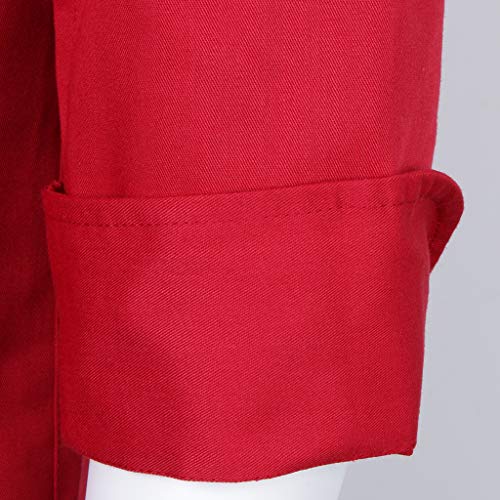 IPOTCH Chaqueta de Chefs Ropa de Cocinero Camareros Caterings Confortable Suave Tacto Relajante Blanco - rojo, 2XL