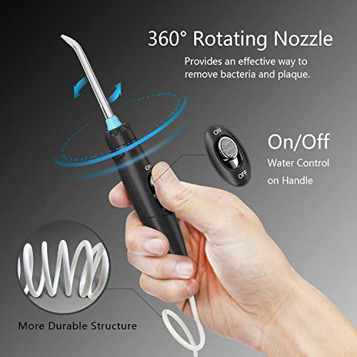 Irrigador Dental Professionale con 8 Boquillas Multifuncionales, Apiker Irrigador Bucal con Capacidad de 600ml, 10 Ajustes de Presión del agua, Limpieza Dientes,Aprobado por la FDA