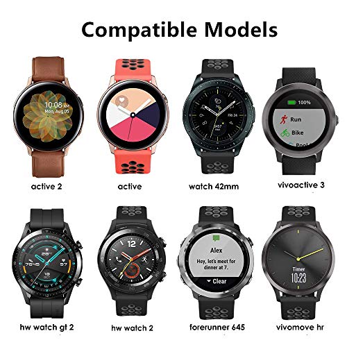 ISABAKE Correa de 20 mm Compatible con Garmin Vivomove/HR, Garmin Vivoactive 3, Galaxy Watch Active 2 Correa de Reloj de liberación rápida de Repuesto de Silicona