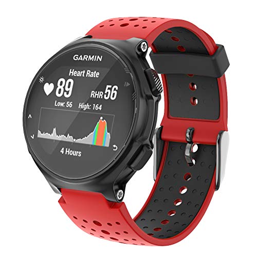 ISABAKE Correa para Garmin Forerunner 735XT 235 230 220 620 630 Accesorios, Correa de Repuesto de Silicona Suave para Garmin 235/230/620/630/35XT (Rojo)