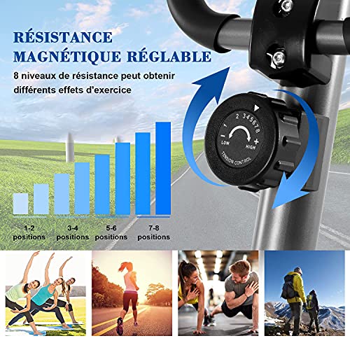 ISE Bicicleta Elíptica Profesional de Fitness para Casa con Sensor de Pulso,8 Niveles de Resistencia, LCD Pantalla, Ajustable Máquina Elíptica de Gimnasio Ejercicio con 8KG Volante de Inercia, SY-9801