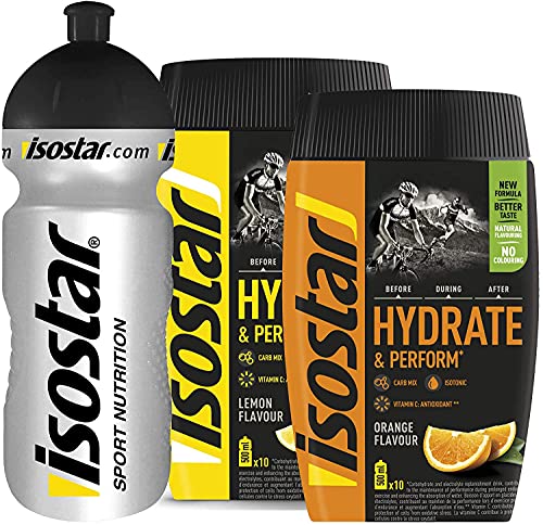 Isostar Hydrate & Perform Sabor a Naranja 400g + Limón 400g + original botella 500 ml