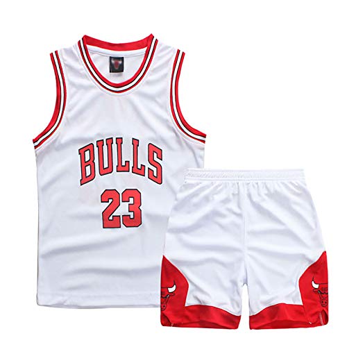 ISOVNUS Geek UP - Conjunto de camiseta y pantalones de baloncesto para niños pequeños (2 unidades), # Blanco, 5 años