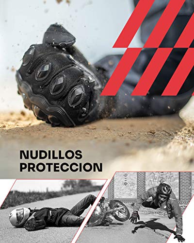 ISSYZONE Guantes Moto Homologados para Hombre y Mujer, Guantesde Moto Transpirables con Pantalla Táctil, Guantes Antideslizantes con Protección Dedo Completo para Bicicleta, Deportes al Aire Libre