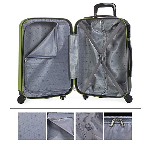 ITACA - Maleta Cabina de Viaje Rígida 4 Ruedas Trolley 55 cm ABS. Equipaje de Mano. Pequeña Práctica Cómoda y Ligera Low Cost Ryanair, Estudiante. 71150, Color Pistacho-Antracita