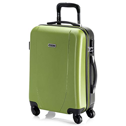 ITACA - Maleta Cabina de Viaje Rígida 4 Ruedas Trolley 55 cm ABS. Equipaje de Mano. Pequeña Práctica Cómoda y Ligera Low Cost Ryanair, Estudiante. 71150, Color Pistacho-Antracita