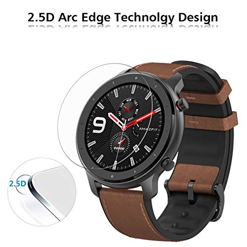 ivoler 4 Piezas Protector de Pantalla para Huami Amazfit GTR 47mm / Garmin Forerunner 945/935 / Garmin Fenix 5 / Garmin Fenix 5 Plus 47mm, Cristal Vidrio Templado Premium