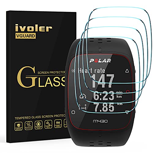 ivoler [4 Piezas] Protector de Pantalla para Polar M400 / M430, Cristal Vidrio Templado Premium