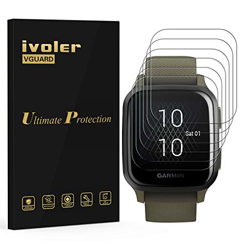 ivoler 6 Piezas Protector de Pantalla para Garmin Venu SQ/Garmin Venu SQ Music Edition, [Cobertura Completa] [líquida Instalar] [No Burbujas] HD Transparente TPU Suave láminas Protectora