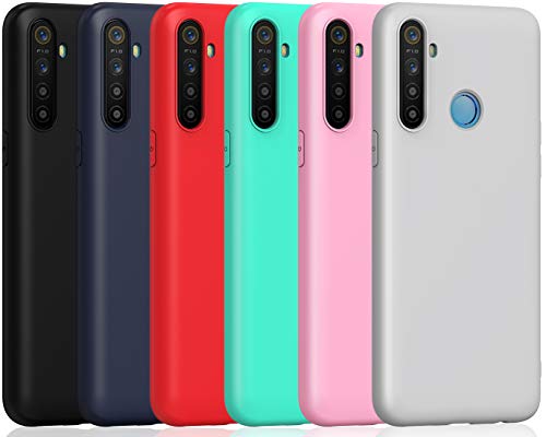 ivoler 6 x Funda para OPPO Realme 5 / Realme 5i / Realme C3, Ultra Fina Carcasa Silicona TPU de Alta Resistencia y Flexibilidad (Negro, Azul Oscuro, Rojo,Verde, Rosa, Blanco)