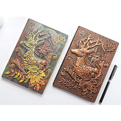 Ixkbiced Cuaderno creativo de ciervos en relieve A5 de cuero cuaderno cuaderno cuaderno diario de viaje planificador libro escuela suministros de oficina