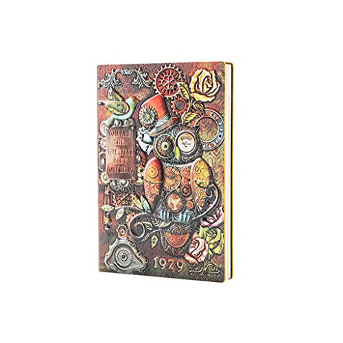 Ixkbiced Cuaderno de cuero creativo con diseño de búho mecánico en relieve A5, cuaderno de viaje, planificador escolar, suministros de oficina