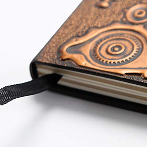 Ixkbiced Cuaderno de cuero creativo con diseño de búho mecánico en relieve A5, cuaderno de viaje, planificador escolar, suministros de oficina