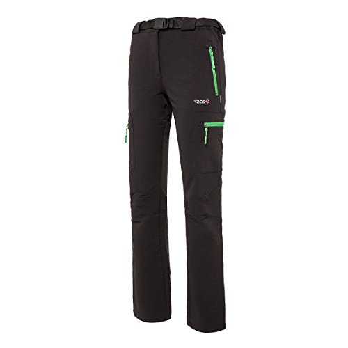 Izas Bury Pantalones Elásticos, Mujer, Black/Green, 3XL