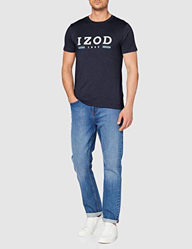 Izod Logo Flag tee Camiseta, Azul (Peacoat 403), Large (Talla del Fabricante: LG) para Hombre