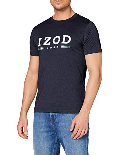 Izod Logo Flag tee Camiseta, Azul (Peacoat 403), Large (Talla del Fabricante: LG) para Hombre