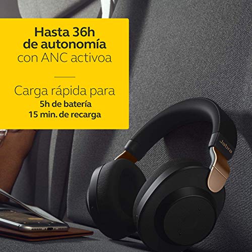 Jabra Elite 85h Amazon Edition - Auriculares Inalámbricos Over-Ear, Cancelación Activa de Ruido, Batería de Larga Duración para Llamadas y Música, Negro Cobre