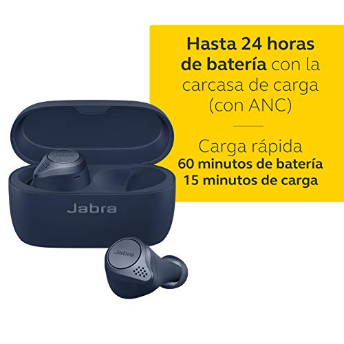 Jabra Elite Active 75t, Auriculares deportivos inalámbricos con Cancelación Activa de Ruido y batería de larga duración para llamadas y música , Azul Marino