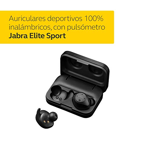 Jabra Elite Sport – Auriculares Deportivos Inalámbricos, Aplicación Fitness Integrada para Llamadas y Música, Negro