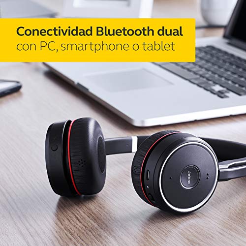 Jabra Evolve 75 MS - Auriculares Inalámbricos Estéreo On-Ear certificados por Microsoft - Batería de Larga Duración - Adaptador Bluetooth USB - Negro