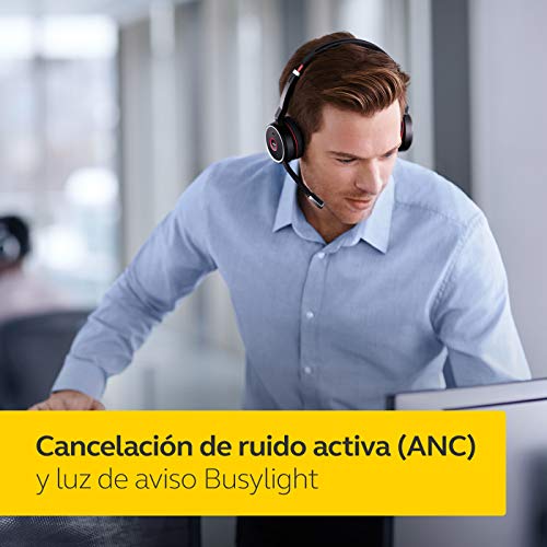 Jabra Evolve 75 MS - Auriculares Inalámbricos Estéreo On-Ear certificados por Microsoft - Batería de Larga Duración - Adaptador Bluetooth USB - Negro