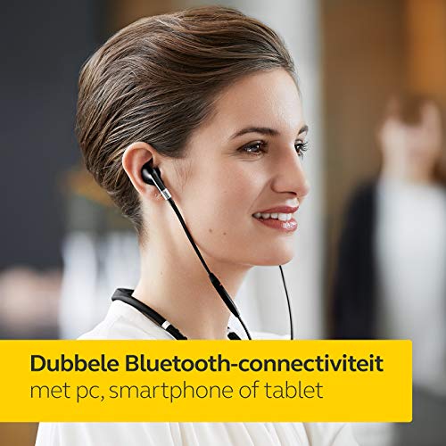 Jabra Evolve 75e UC - Auriculares Inalámbricos Optimizados para Comunicaciones Unificadas - Batería de Larga Duración - Cinta Vibratoria para el Cuello y Luz "Busylight" - Negro