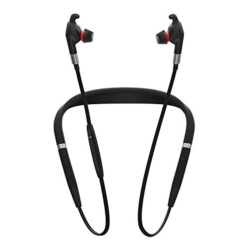 Jabra Evolve 75e UC - Auriculares Inalámbricos Optimizados para Comunicaciones Unificadas - Batería de Larga Duración - Cinta Vibratoria para el Cuello y Luz "Busylight" - Negro