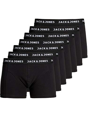 JACK & JONES Jachuey Trunks 7 Pack Bóxer, Negro (Black Detail: Blacak/Black/Black/Black/Black/Black), XX-Large (Pack de 7) para Hombre