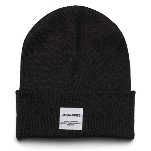 Jack & Jones Jaclong Knit Beanie Noos Gorro de Punto, Negro (Black Black), Talla Única para Hombre