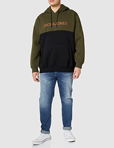 Jack & Jones Jjeurban Blocking Noos PS-Sudadera con Capucha, Forest Night/Detail:Hawaiian-Black Print, XXXL para Hombre