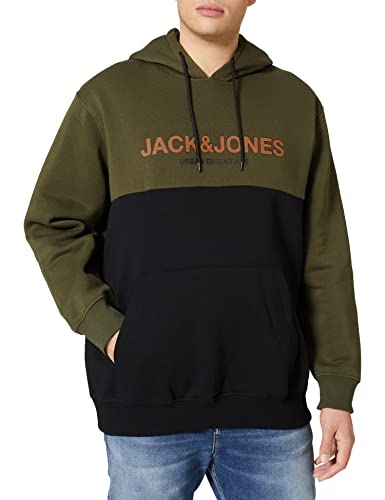 Jack & Jones Jjeurban Blocking Noos PS-Sudadera con Capucha, Forest Night/Detail:Hawaiian-Black Print, XXXL para Hombre