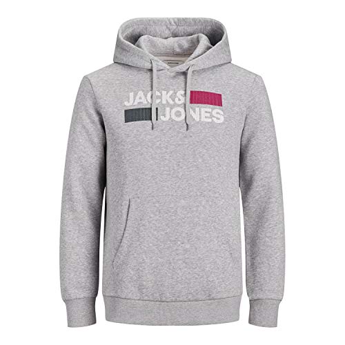 JACK & JONES PLUS JJECORP Logo Sweat Hood Noos PS Sudadera, Gris Claro, 3XL Grandes para Hombre