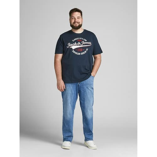 Jack & Jones Plus Jjelogo 2 Col Noos PS-Camiseta de Manga Corta con Cuello Redondo, Navy Blazer, 6XL para Hombre