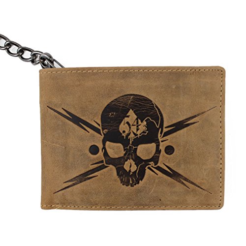 Jack 's Inn 54 Hombre Monedero De Piel Con Cadena – Absenta Bike Monedero Calavera