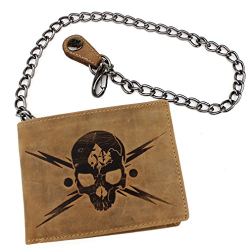 Jack 's Inn 54 Hombre Monedero De Piel Con Cadena – Absenta Bike Monedero Calavera