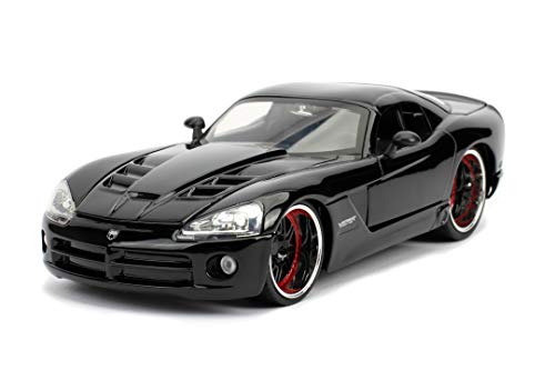 Jada Toys 253203057 Fast & Furious Letty's Dodge Viper SRT-10 - Coche Tuning a Escala 1:24 para Abrir Puertas, capó y Maletero, Rueda Libre, Negro Brillante