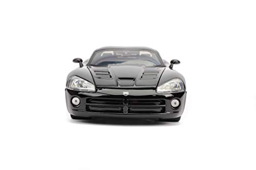 Jada Toys 253203057 Fast & Furious Letty's Dodge Viper SRT-10 - Coche Tuning a Escala 1:24 para Abrir Puertas, capó y Maletero, Rueda Libre, Negro Brillante