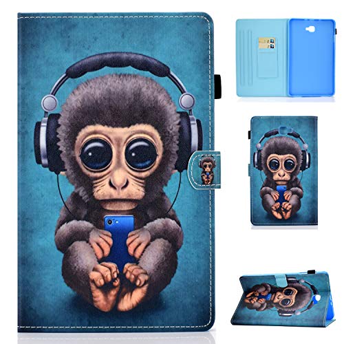 Jajacase Funda Folio Samsung Galaxy Tab A 10.1 2016 SM-T580/T585-Slim Carcasa Cuero PU Silicona y Multiángulo y Soporte Case Cover Protector-Mono Musical