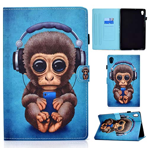 Jajacase Funda para Lenovo Tab M10 HD 2nd Gen 2020 TB-X306X/F (10.1") Tableta Cubierta - Folio Libro Wallet Case Flip Cover Estuche Protector Carcasa con Soporte,Cuero PU Silicona,Mono Musical