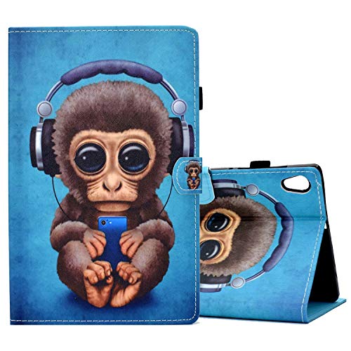 Jajacase Funda para Lenovo Tab M10 HD 2nd Gen 2020 TB-X306X/F (10.1") Tableta Cubierta - Folio Libro Wallet Case Flip Cover Estuche Protector Carcasa con Soporte,Cuero PU Silicona,Mono Musical