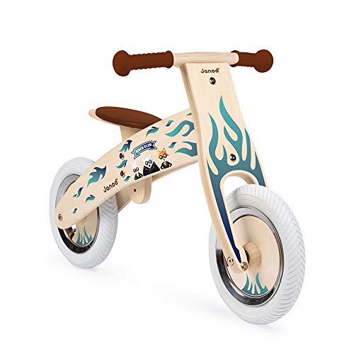 Janod - Bicicleta de Equilibrio Personalizable, en Madera, Aprendizaje Del Equilibrio y La Autonomía, Pegatinas Incluidas - Desde Los 3 Años, J03276