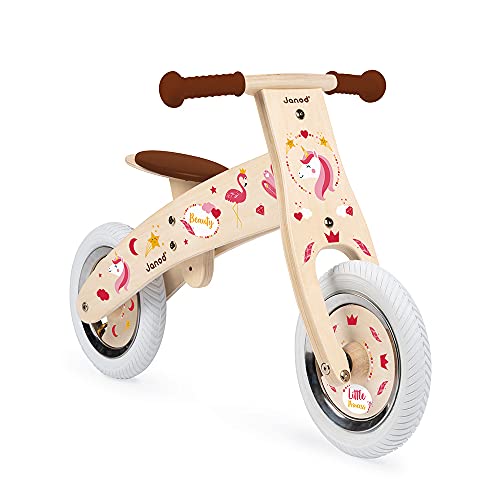 Janod - Bicicleta de Equilibrio Personalizable, en Madera, Aprendizaje Del Equilibrio y La Autonomía, Pegatinas Incluidas - Desde Los 3 Años, J03276