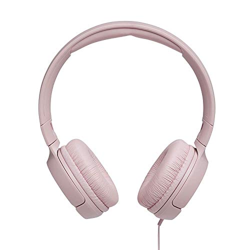 JBL Tune 500 - Auriculares supraaurales de cable y control remoto de un solo botón, micrófono incluido, asistente de voz, rosa