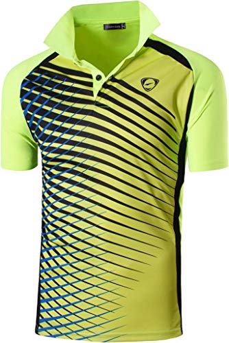 jeansian Camiseta Deportiva de Manga Corta para Hombre Polo Poloshirt tee Shirt Tshirt T-Shirt Bolos Dry Fit Golf Tenis LSL243 GreenYellow S