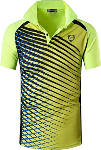 jeansian Camiseta Deportiva de Manga Corta para Hombre Polo Poloshirt tee Shirt Tshirt T-Shirt Bolos Dry Fit Golf Tenis LSL243 GreenYellow S