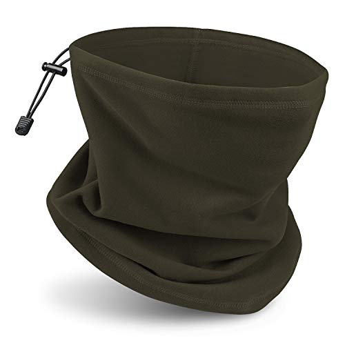 JEEZAO Braga Cuello Calentador Bufanda,Multifunciona Invierno Cubierta Facial Pasamontañas para Esquí Moto Bicicleta Mujer Hombre (Verde Militar)