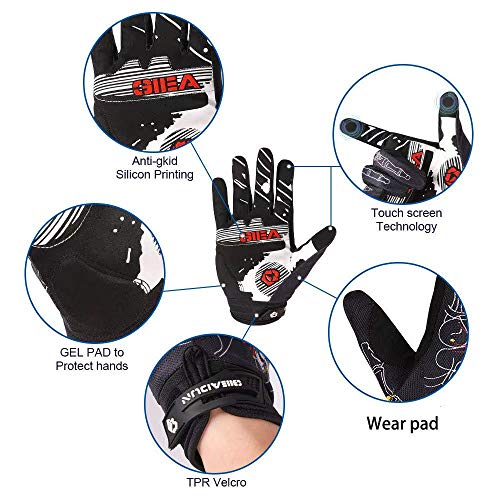 JEPOZRA Guantes Ciclismo Hombre Mujer Verano Pantalla Tactil Guantes MTB Gel Deporte Finos Guantes btt Largos Proteccion Antideslizantes Carretera Ciclista Gloves