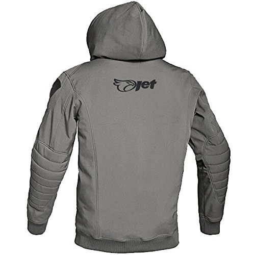 JET Chaqueta Moto Capucha Hoodie Verano con Armadura Soft Shell (XL (EU 52 -54), Gris)